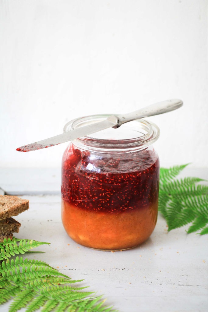 Rezept Pfirsich Melba Marmelade Peach Melba Jam Schichtkonfitüre Sommer im Glas Post aus meiner Kueche zuckerzimtundliebe einfaches Marmeladenrezept