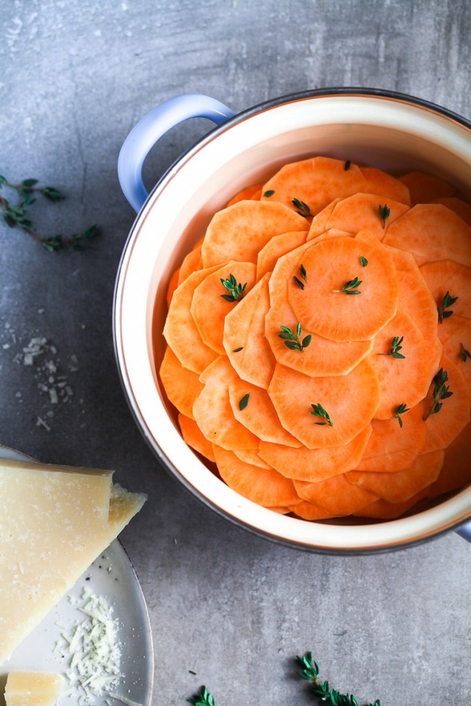 Süsskartoffelgratin Süsskartoffeldauphinois sweet potato gratin mittagessen rezept zuckerzimtundliebe siemens studioline