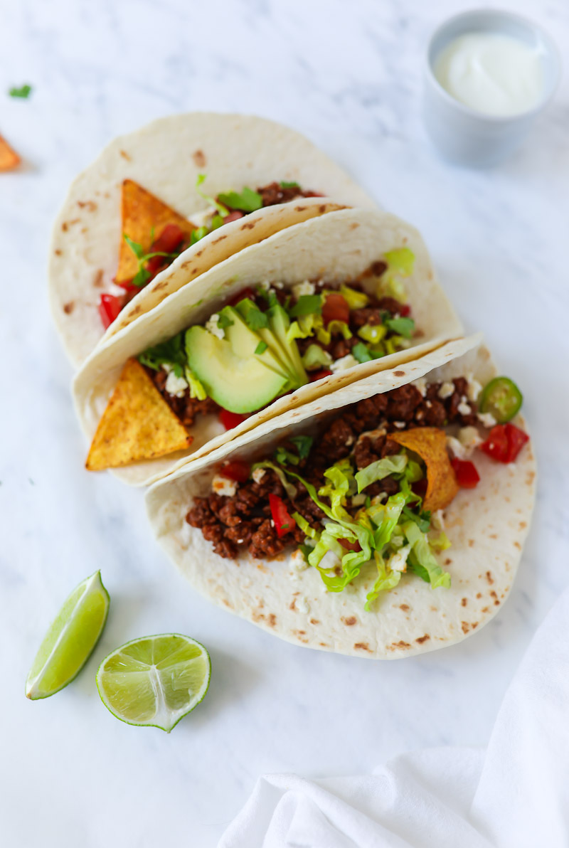 Es gibt ein mexikanisches Rezept für Tacos mit würzigem Hackfleisch ...