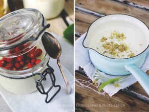 Rezept für Lindenblüten Panna Cotta mit Honig Himbeeren Dar Salma Zuckerzimtundliebe Stadtimker Walderdbeeren