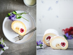 Rezept einfache Biskuitrolle mit Himbeeren und Quarkfuellung zuckerzimtundliebe kuchenrezept sonntagssuess himbeerrolle biskuitteig