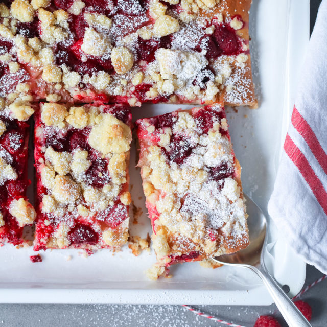 Himbeer-Rhabarber Streuselkuchen | Zucker, Zimt und Liebe