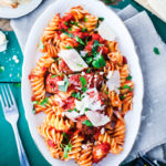 Hackbaellchen Pastasauce EDEKA Selection Nudelsauce mit Hack foodstyling food photography zuckerzimtundliebe mittagessen ideen einfache pastasauce mit Parmesan EDEKA Pasta Fusilloni Rezept Hackbällchen meatball pasta recipe