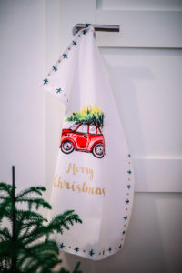 tchibo weihnachten Weihnachtsdeko geschirrtuch auto mit weihnachtsbaum zuckerzimtundliebe