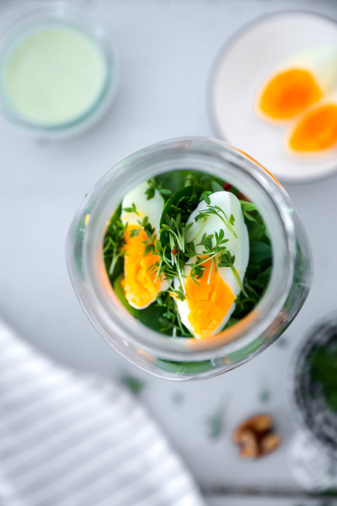 Avocado Spinat Salatdressing Salat im Glas Picknick Miracel Whip salad in a jar zuckerzimtundliebe foodblog suesskartoffel salat