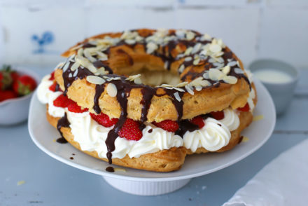 Rezept Paris Brest Brandteig Windbeutel Kranz eclair wie macht man Brandteig Backschule Cheesecake Füllung Erdbeeren Kuchen zum Muttertag Erdbeerkuchen zuckerzimtundliebe foodblog backblog foodstyling