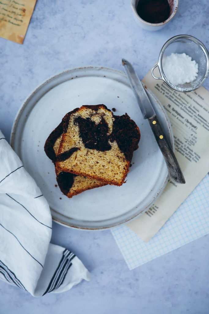 Marmorkuchen Bananenbrot Rezept marble banana bread loaf cake zuckerzimtundliebe backblog food styling food photography einfacher kuchen backblog