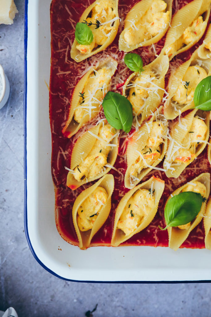 Ricotta Galbani Muschelnudeln stuffed pasta shells conchiglione kürbis pasta pumpkin pasta tomatensugo zuckerzimtundliebe einfaches pastarezept mittagessen