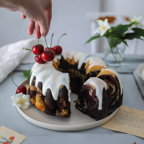 Rezept für Kirsch Zebrakuchen Gugelhupf cherry marbled bundt cake nordic ware pan napfkuchen einfacher rührteig kuchen kinder geburtstag kuchenrezept kirschkuchen zuckerzimtundliebe foodblog backblog foodstyling bakefeed feedfeed