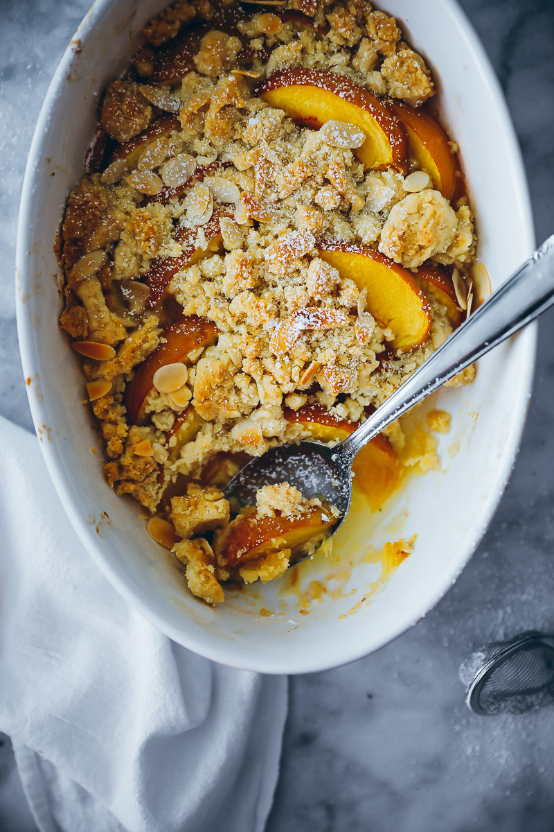 Pfirsich Crumble Rezept mit Mandeln – peach crumble recipe