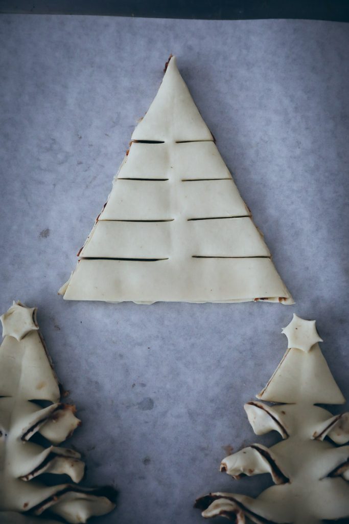 Blätterteig Tannenbaum Rezept gebrannte Mandel füllung