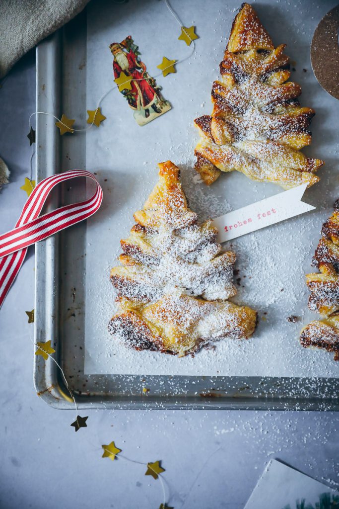 Blätterteig Tannenbaum Rezept gebrannte Mandel füllung